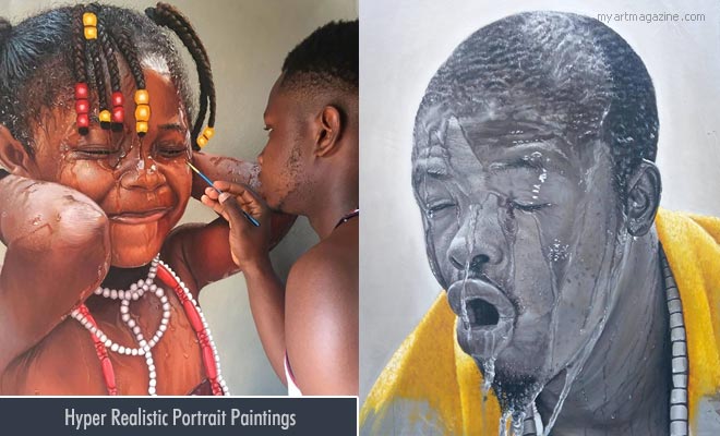15 Hyper Realistic Portrait Paintings By Nigerian Artist Collins Uchenna Onyibor