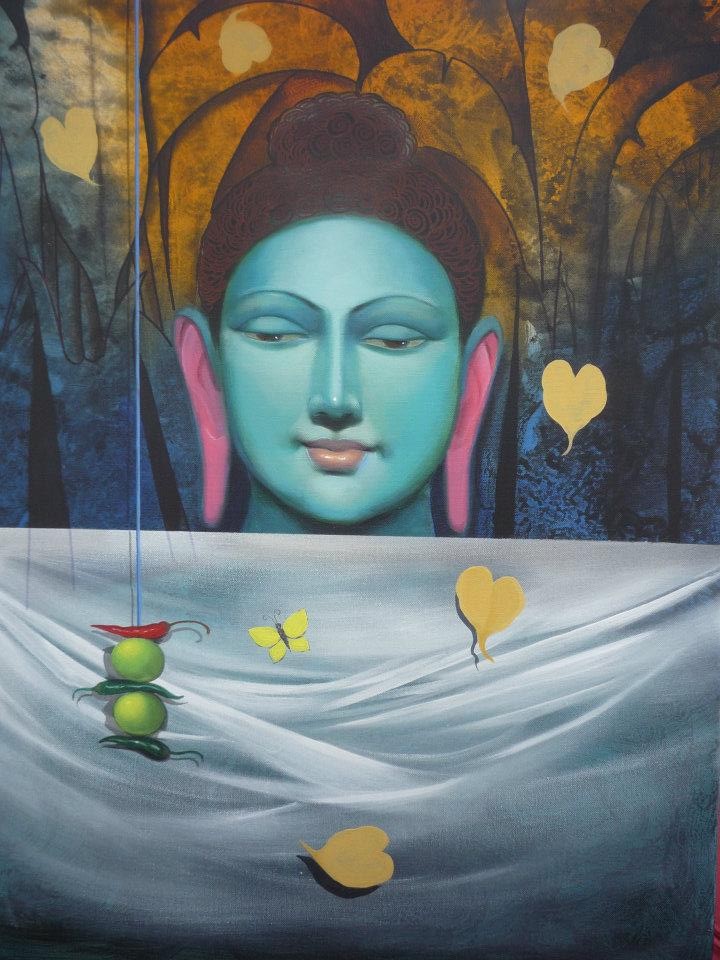 buddha acrylic paintings by raghunath sahoo