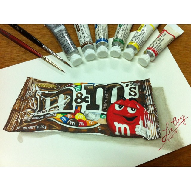 chocolate realistic painting by tan lie cieng