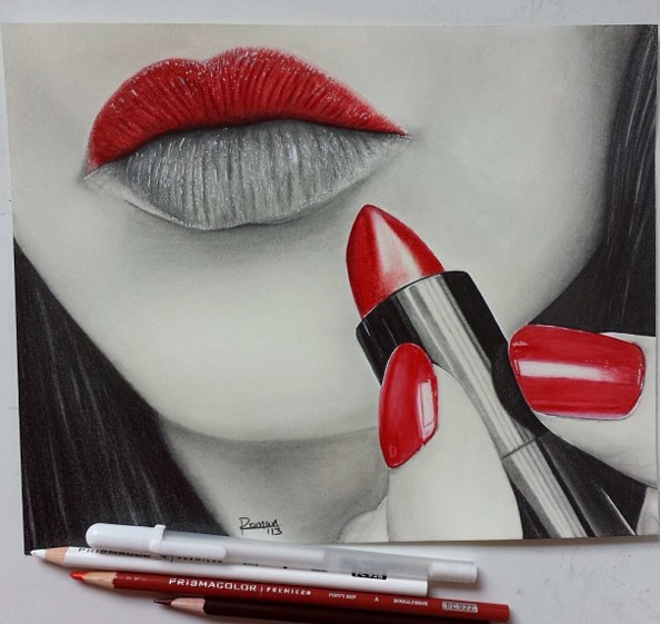 realistic lips drawing by roman