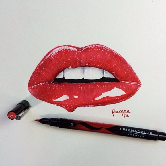 realistic lips drawing by roman