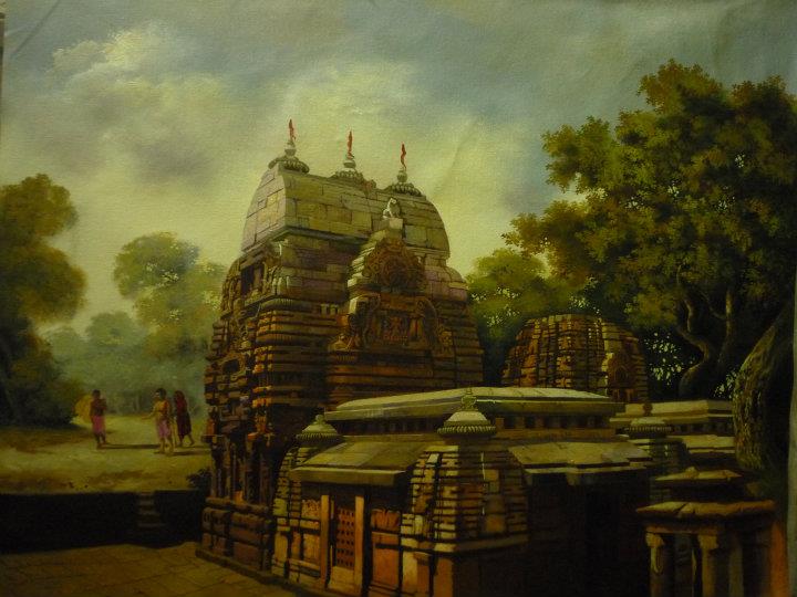 temple acrylic paintings by raghunath sahoo