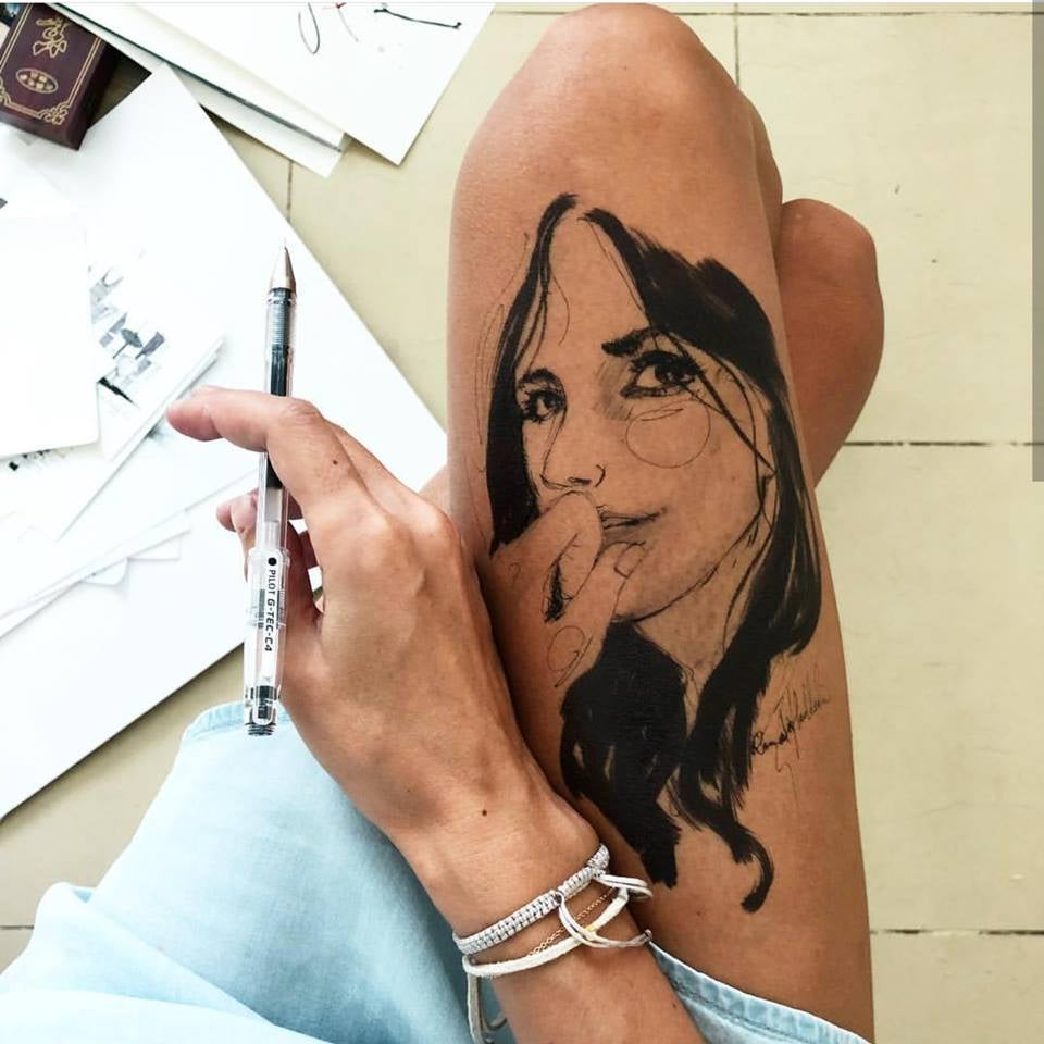 ink drawing thigh woman think randa haddadin