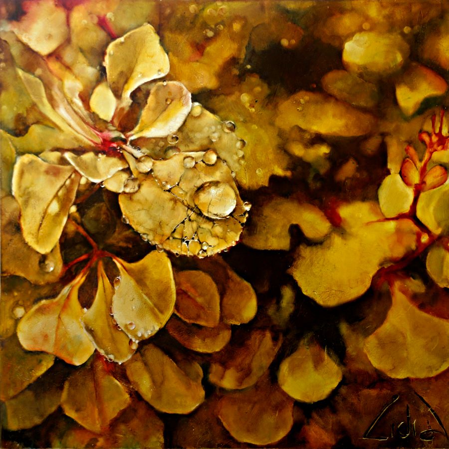 leaves oil painting lidia