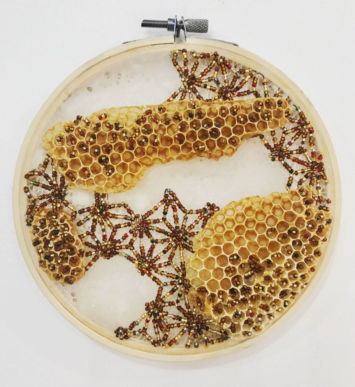 1 embroidery art beehive by ava roth