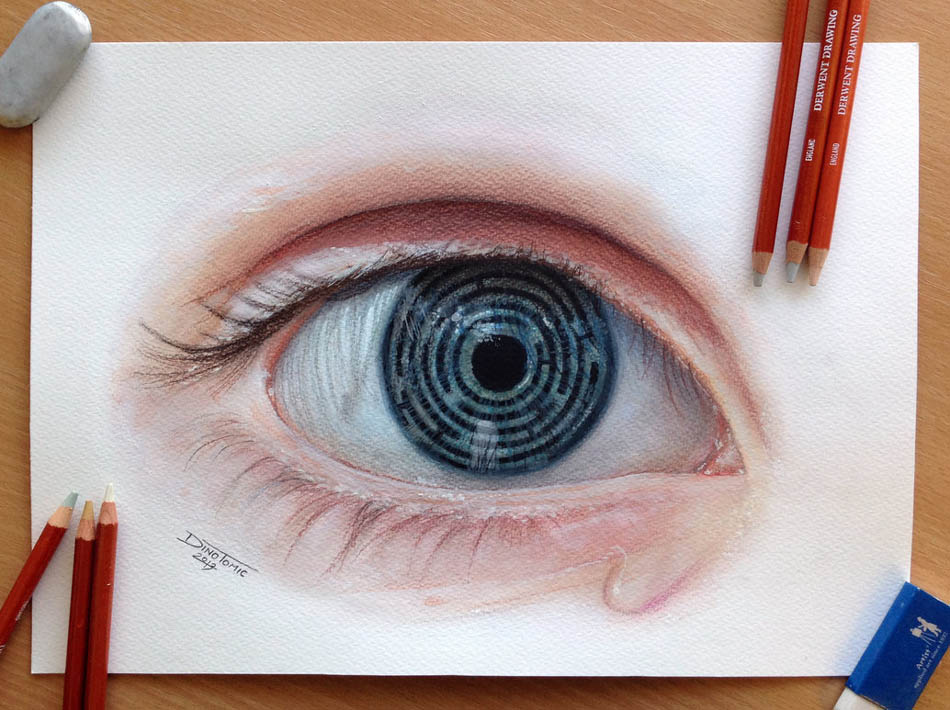 eye color pencil drawing dino