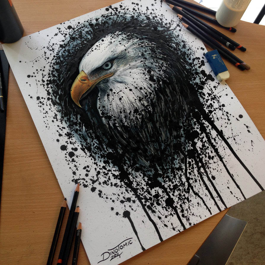 eagle color pencil drawing dino
