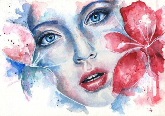 flower woman watercolor paintings joanna