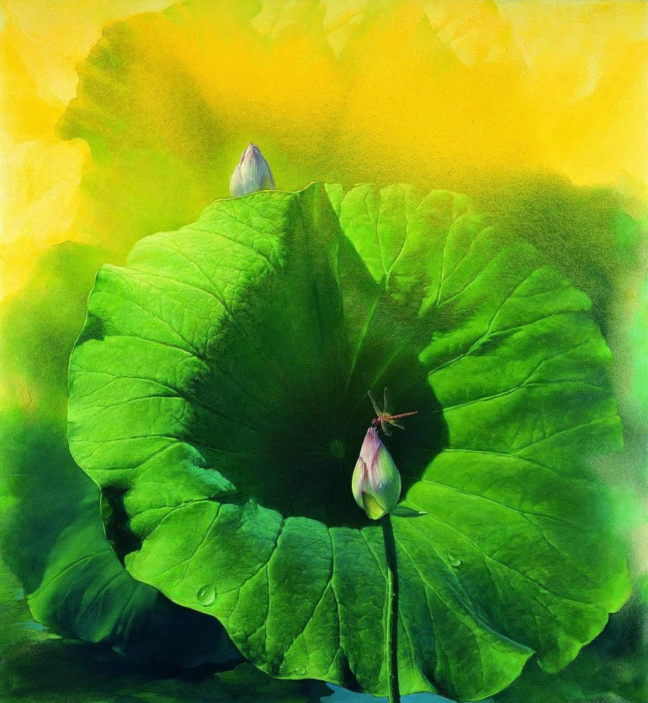 green leaves lotus painting jiang