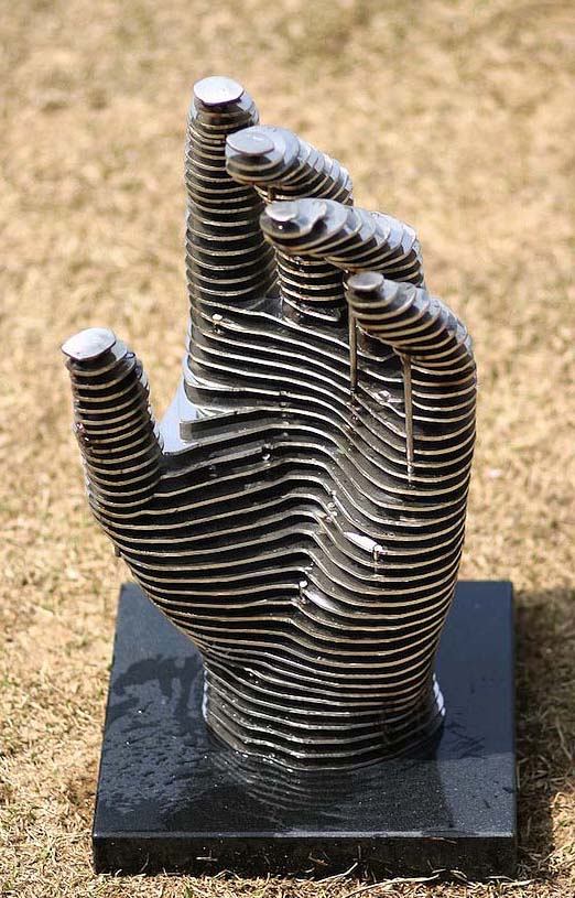 hand metal sculptures chan