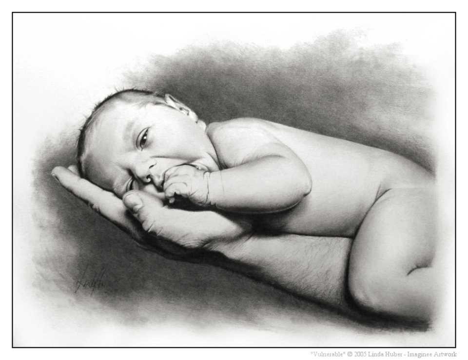 infant pencil drawing linda huber