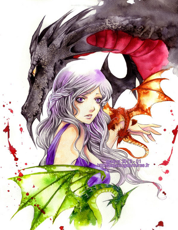 lady dragon watercolor paintings maëva