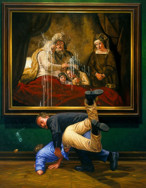 men falling oil painting francine
