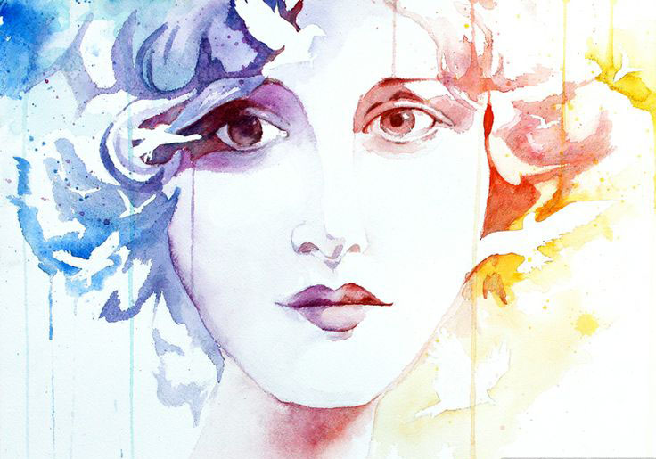 modern woman watercolor painting christina