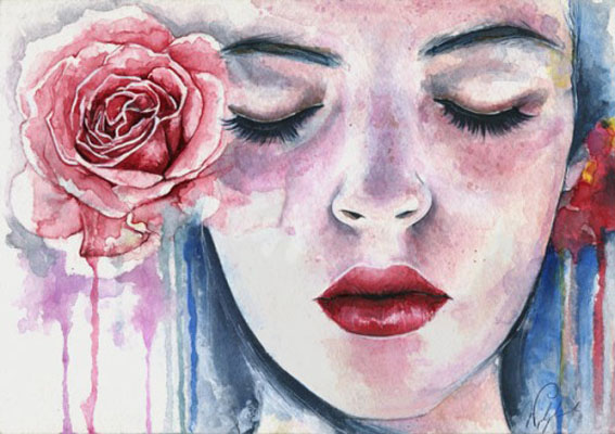 rose woman watercolor paintings joanna