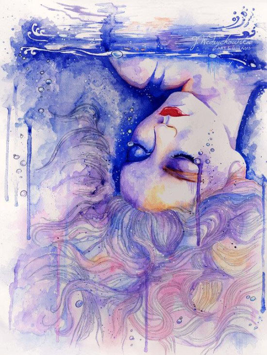 sleeping woman watercolor paintings joanna