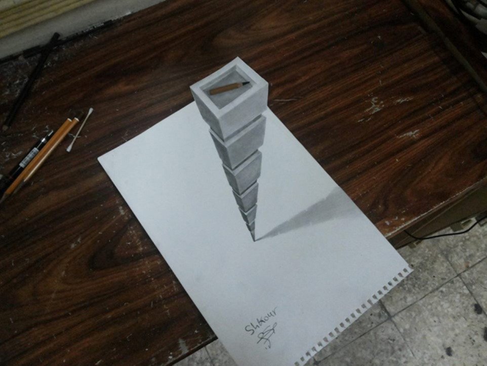 stack 3d pencil drawing md shkour