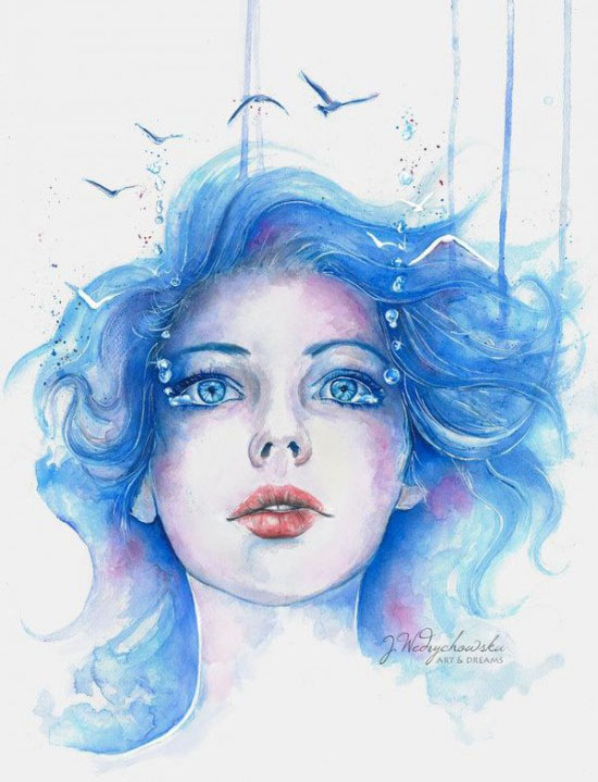 water woman watercolor paintings joanna