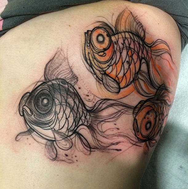 sketch tattoo fish nomichi