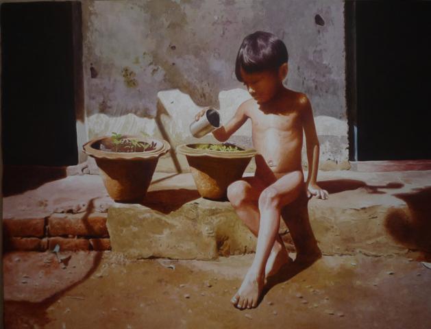 boy playing water watercolor paintings raghunath