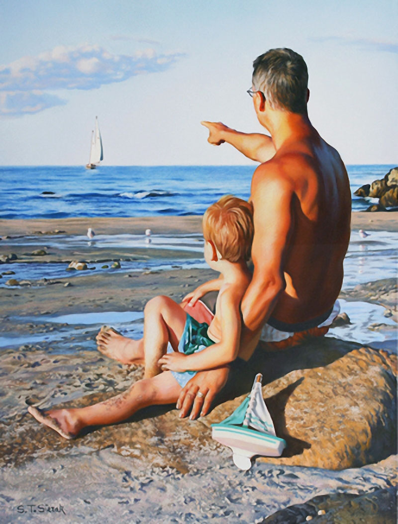 father son pastel painting tom_0