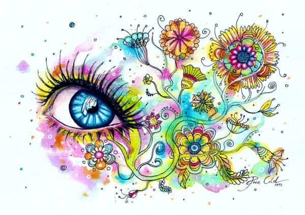flower eyes watercolor painting svenja