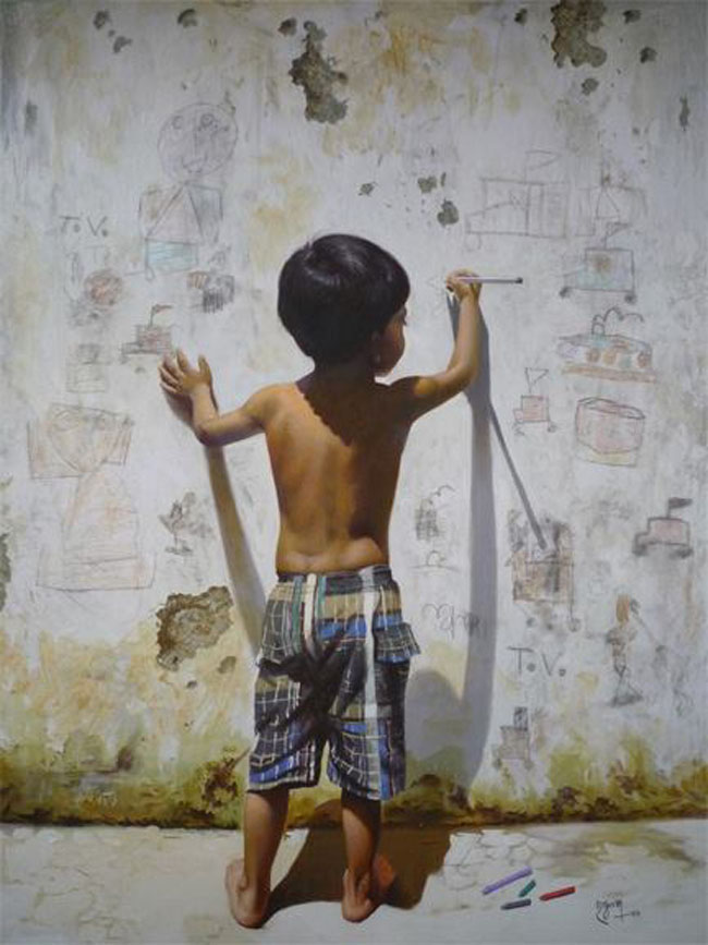 little boy watercolor paintings raghunath