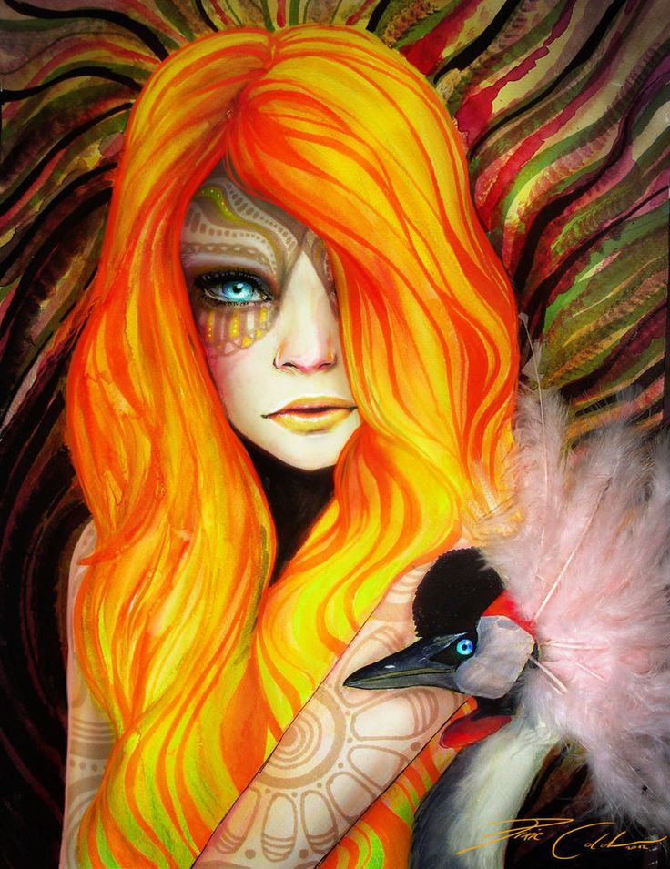 orange hair girl watercolor painting svenja