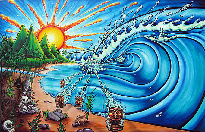 wave oil paintings drew