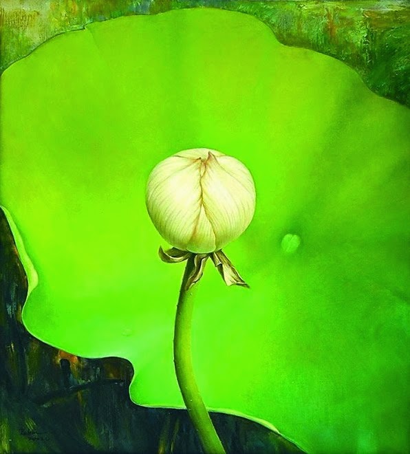 white lotus bud painting jiang