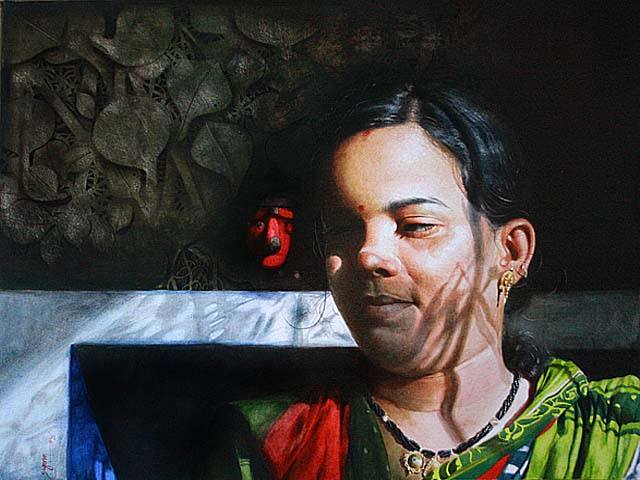 woman watercolor painting raghunath