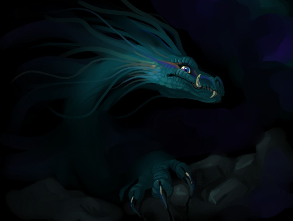 cave dragon digital art by tina