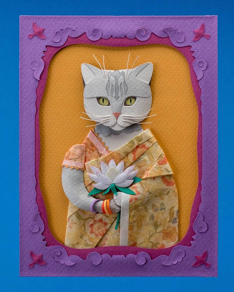 7 handcut craft paper pets portraits