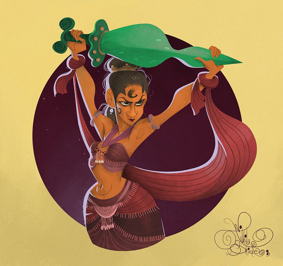digital illustration warrior girl by nikhil shinde