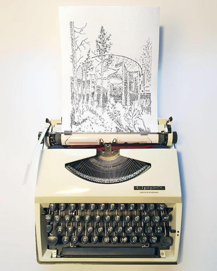 typewriter art railway station by james cook