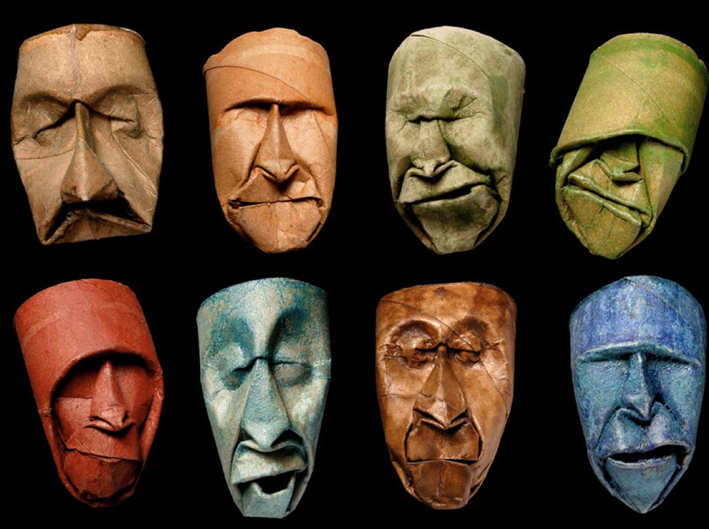 8 paper folding face sculpture by junior fritz jacquet