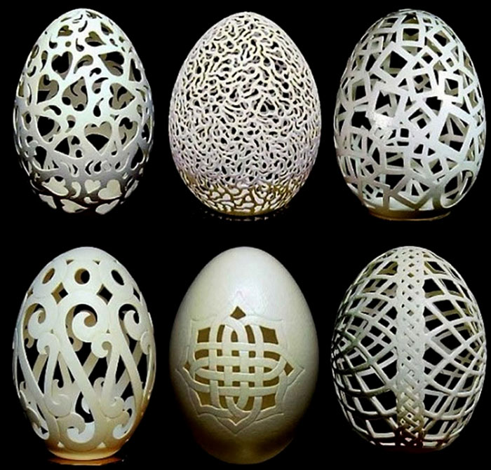 4 egg shell art by wen fuliang