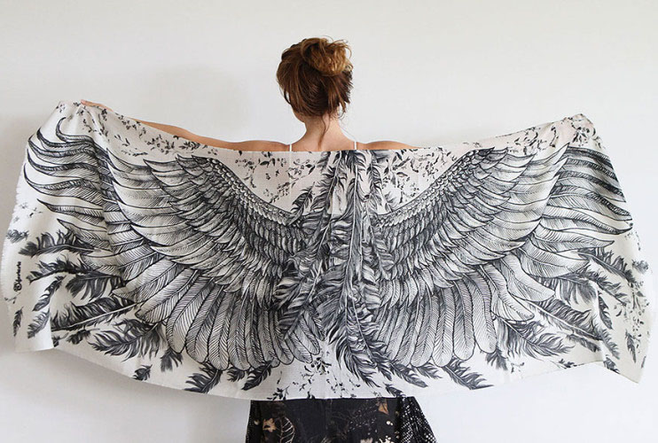 black wings scarf art