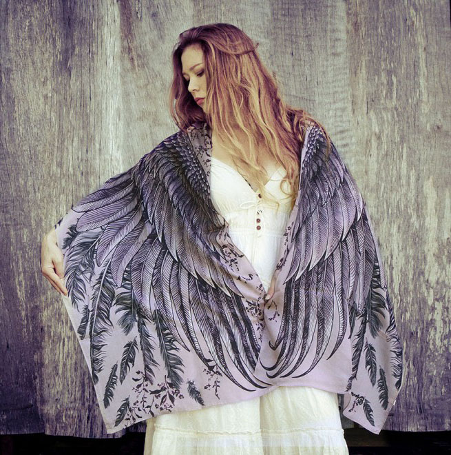 blue wings scarf art