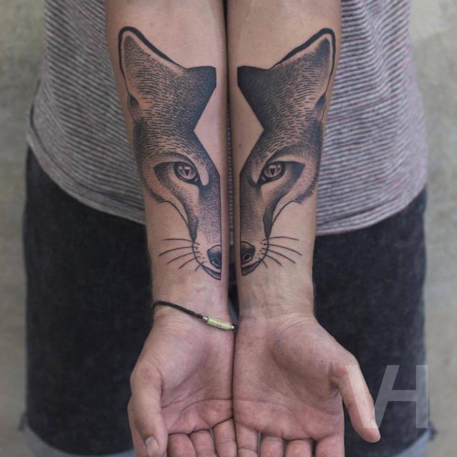 1 split animal hand tattoos by valentin hirsch