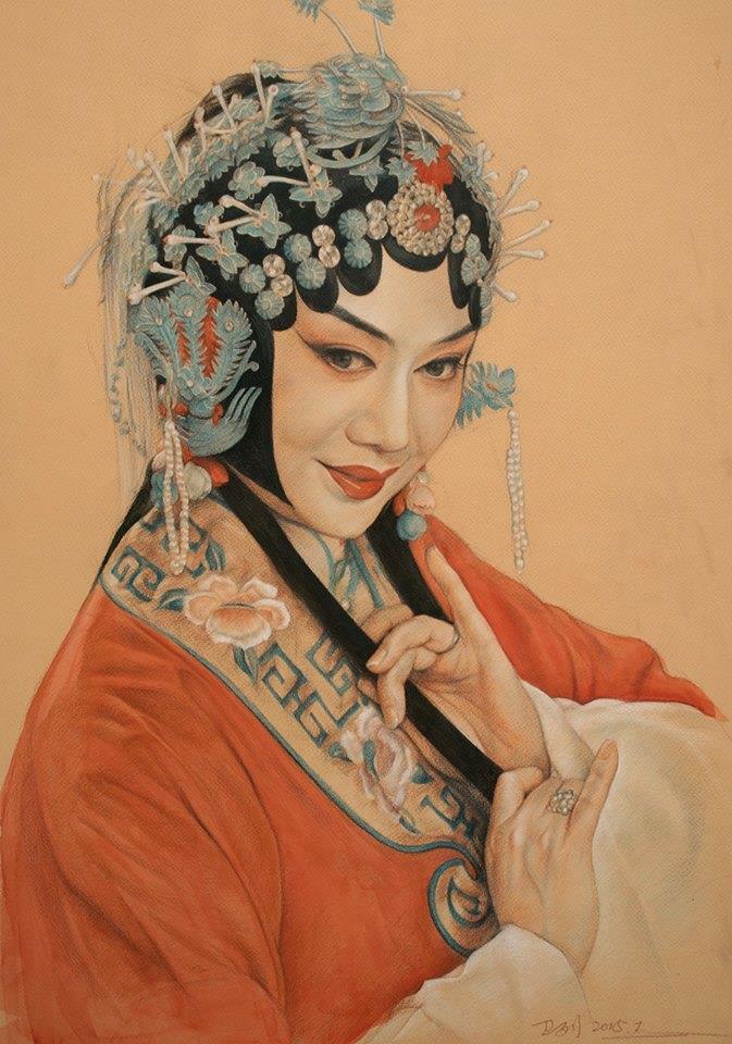 1 woman color pencil drawing by william wu