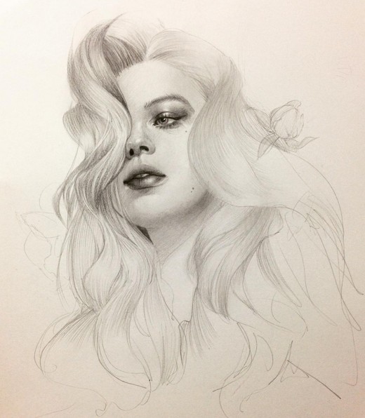 woman pencil drawing by siyoung