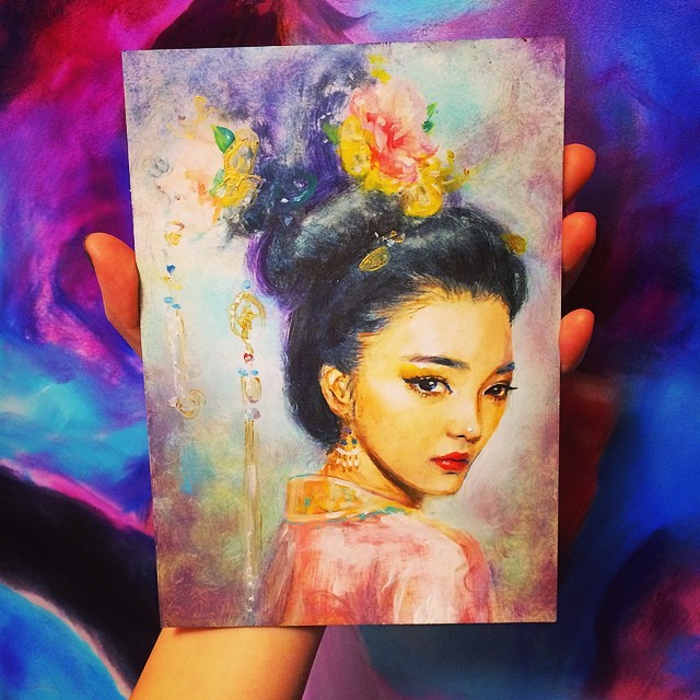 lady colorful paintings by happy d