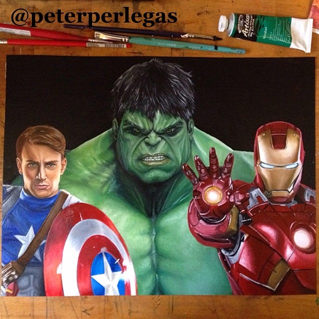 realistic painting avengers peter perlegas