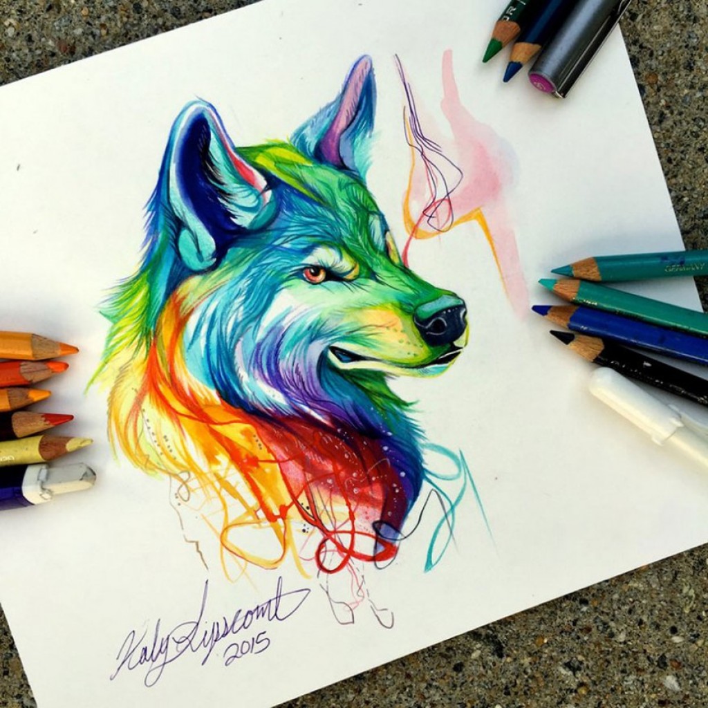 wolf animal drawings by katy lipscomb