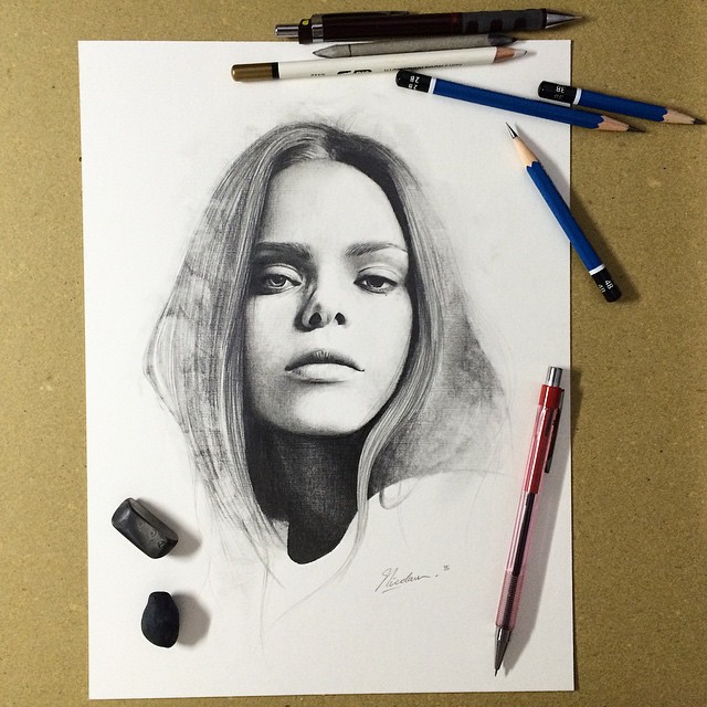 10 woman pencil drawings by nicolaus ferry