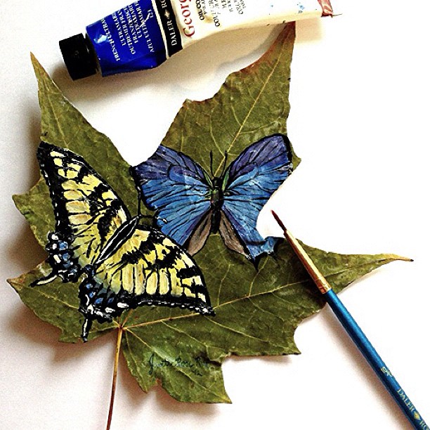 butterfly creative painting leaf by janette rose