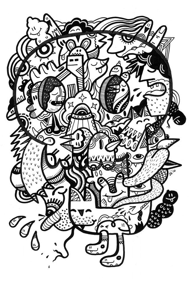 craneo escondido doodle art by tokyo go go