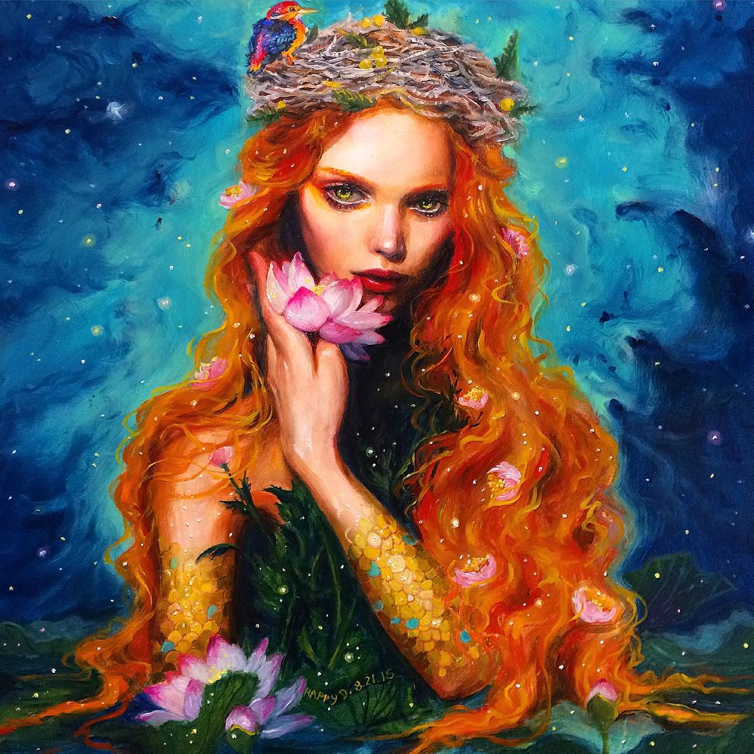lady colorful paintings by happy d