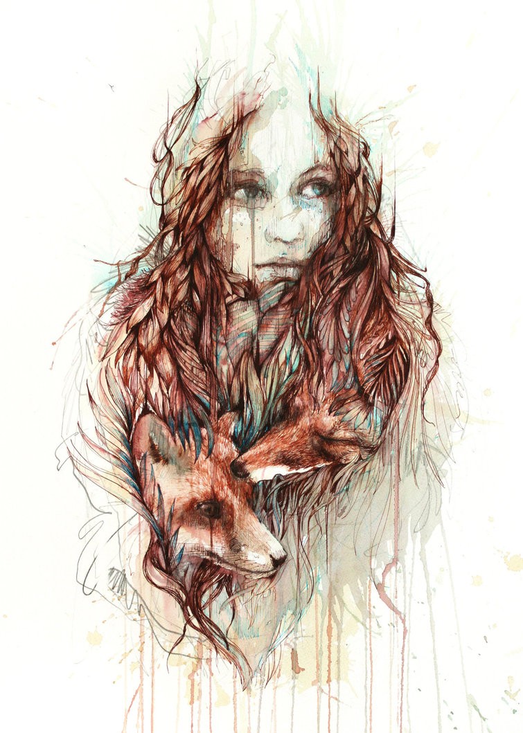 11 woman creative drawings by carne griffiths